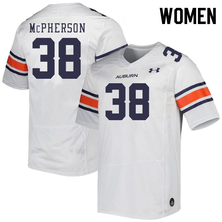 Women #38 Alex McPherson Auburn Tigers College Football Jerseys Stitched-White - Click Image to Close